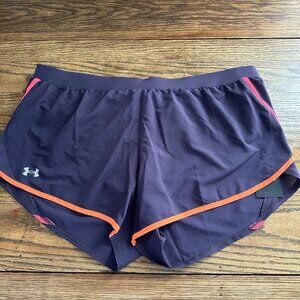 Under Armour Fly By 2.0 Brief Lined Running Shorts Purple Women’s XXL NEW